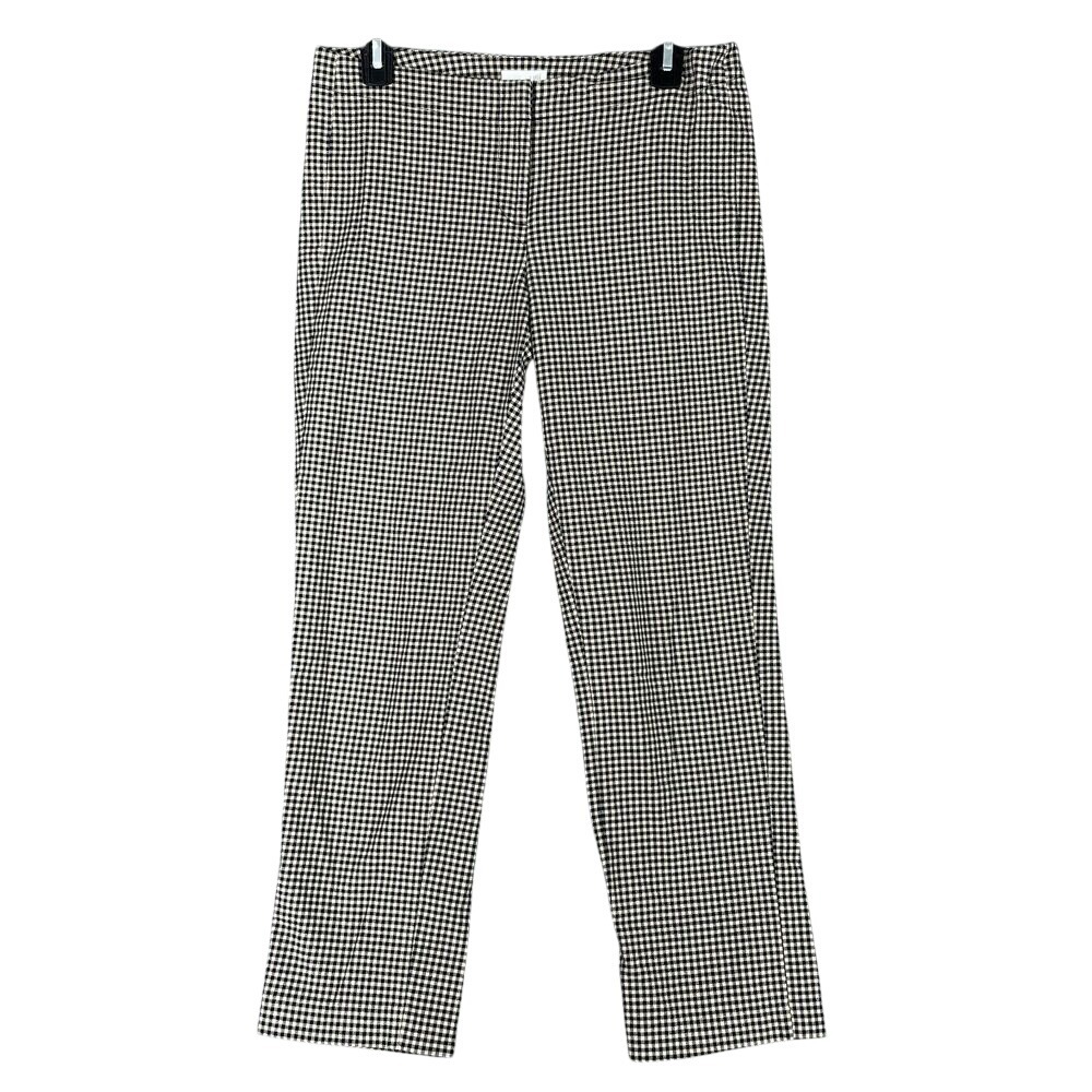 J‎ Jill Pants Womens 2 Black Gingham Trouser Tapered Business Career Spandex